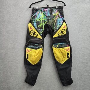No Fear Men Motocross Pants 28" Black Graphic Money Print Logo Racer Y2K